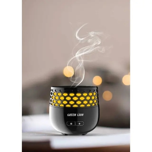 Green Lux Bukhoor With LED High Quality Incense Burner - Black 