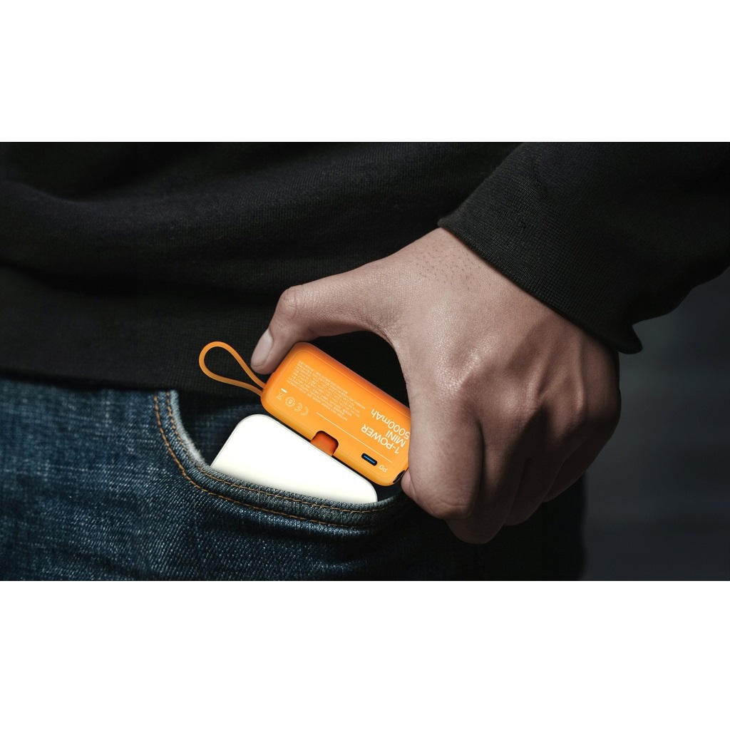 Momax 1-Power Mini 5000mAh 3IN1 Power Bank With Type-C Plug - Orange