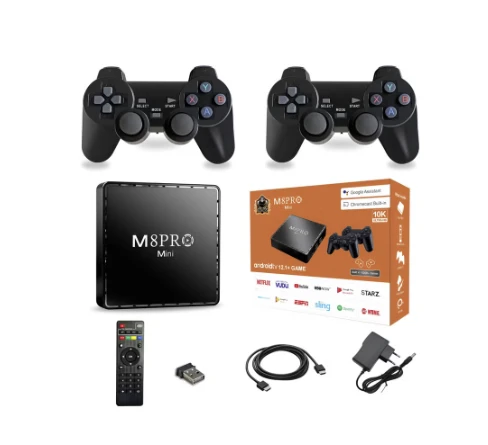 M8Pro Mini Retro Game Console 10000+ AndroidTV Box - Android 12.1