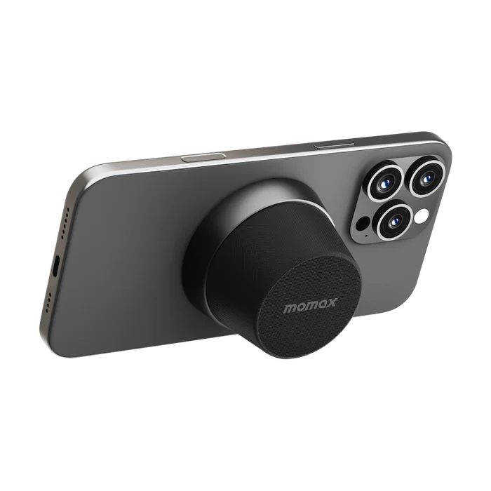 Momax 1-Vibe GO 2-in-1 Magnetic Wireless Speaker & Phone Stand - Black