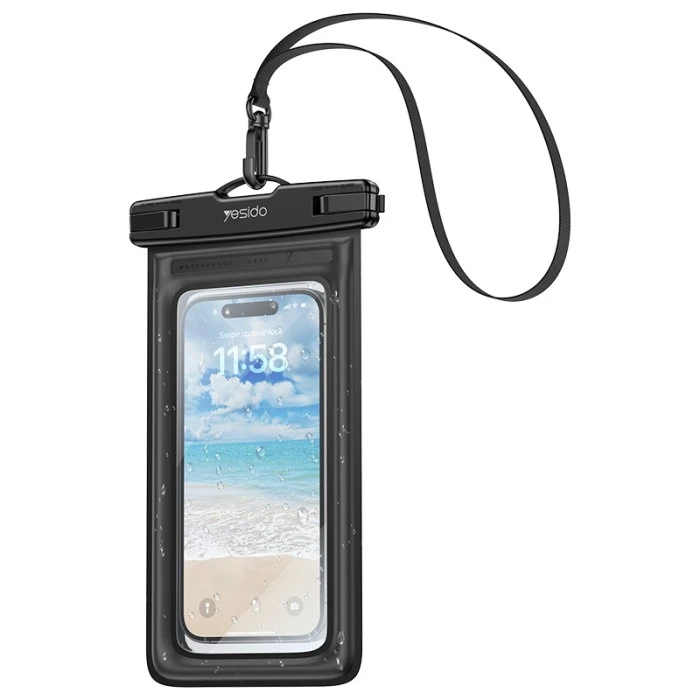 Yesido Portable Waterproof Phone Case with Lanyard (WB50) Black