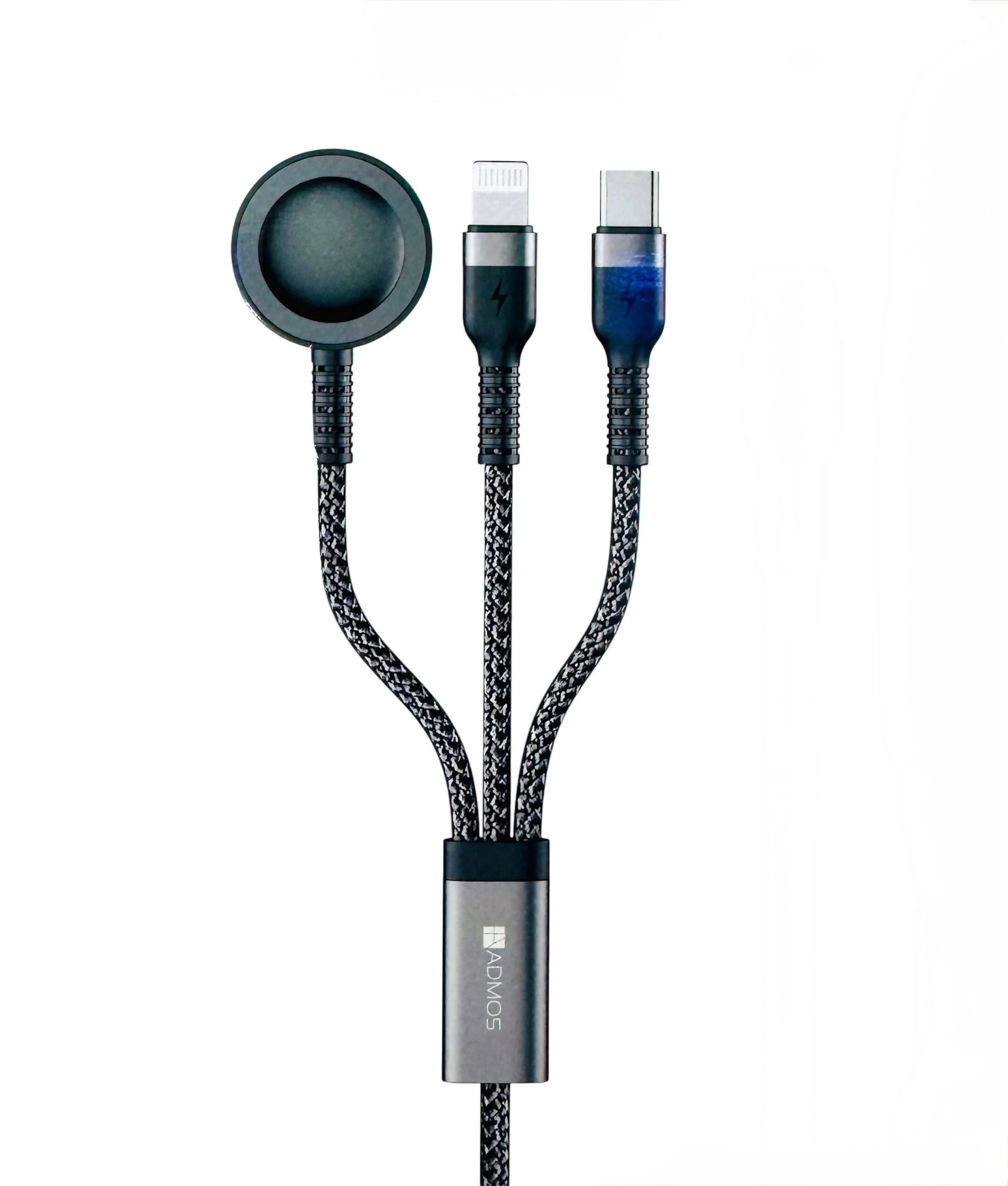 Admos PD100W 3-in-1 (1xUSB-C, 1xLightning & 1xApple Watch) Fast Charging Cable (AM-220) Black