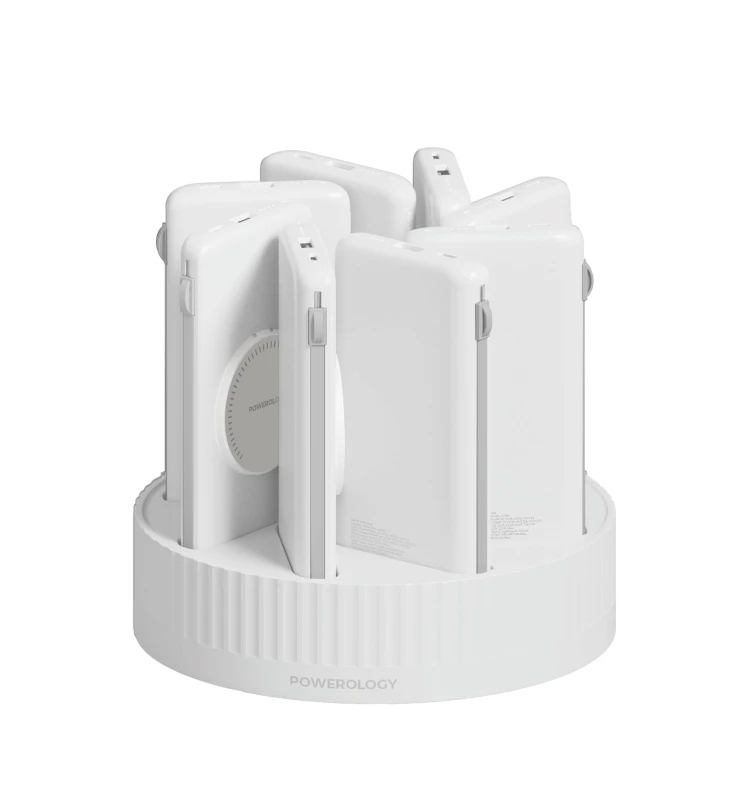 Powerology 10,000mAh 8 in 1 Power Bank Charging Station - White