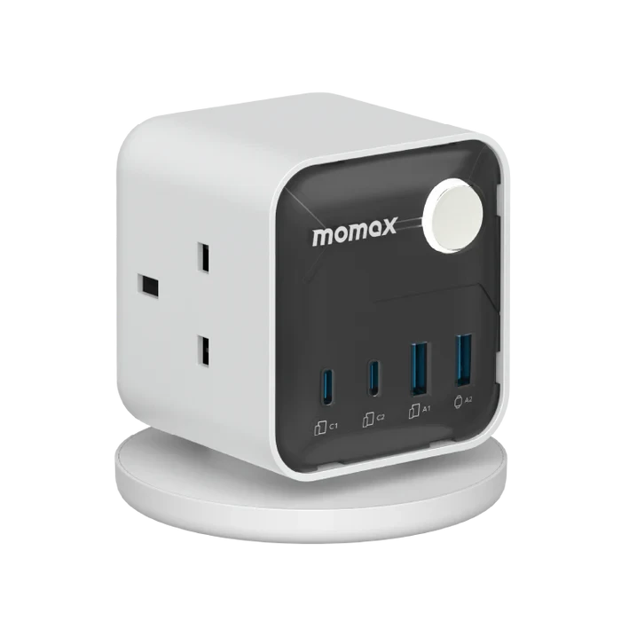 Momax 7 In 1 Smart-Hub Cube Power Strip - US20UKW - White