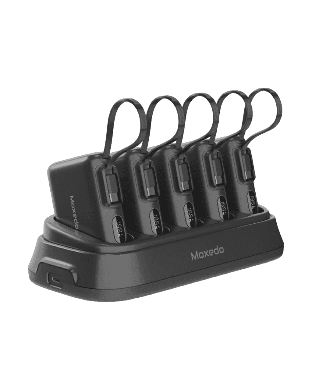 Moxedo 10000mAh 5 in 1 Power Bank With Built-in USB-C Cable (PBH038) Black