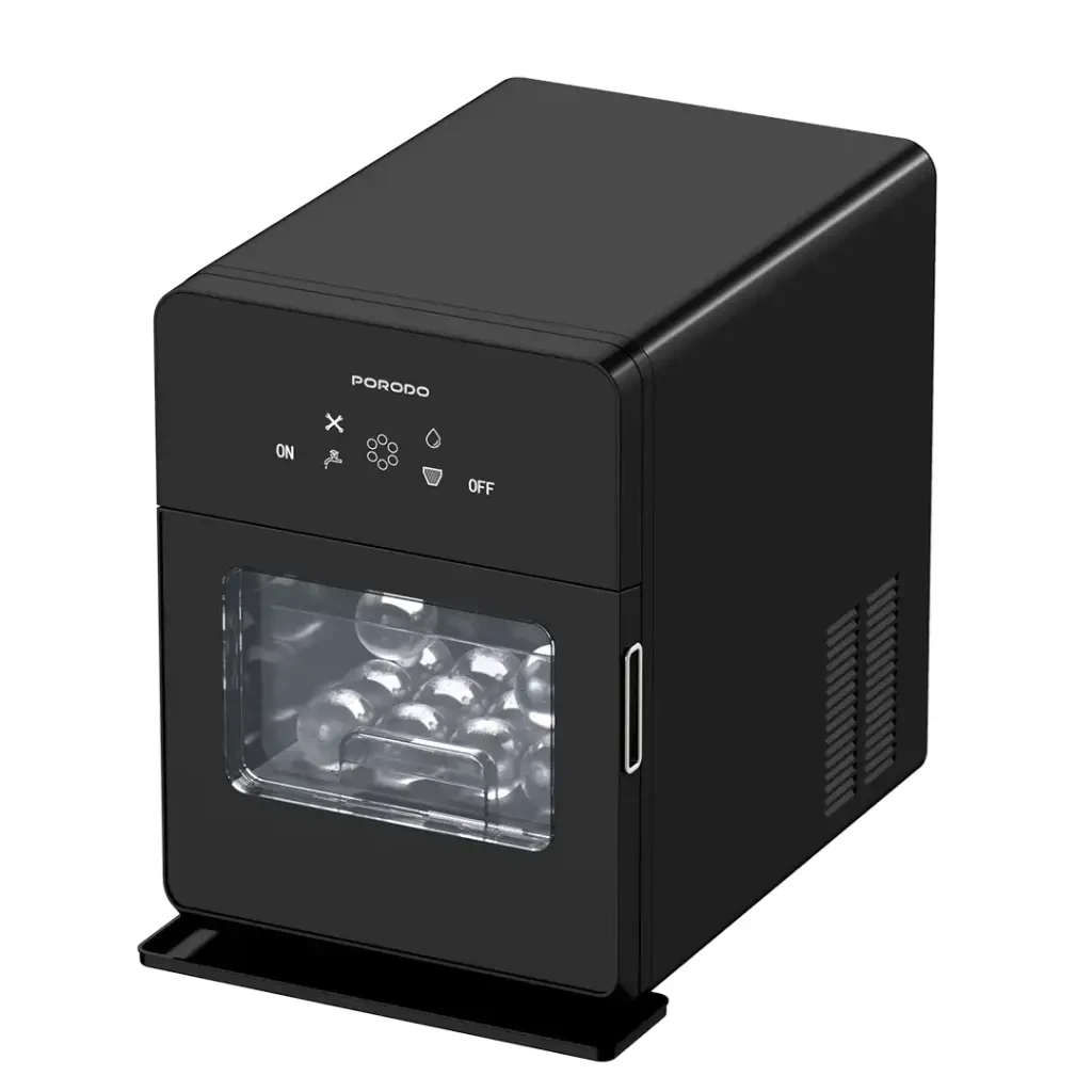 Porodo Lifestyle Sphere Ice Machine - WaterLine Pipe & Water Tank 1.6L (LFS091) Black