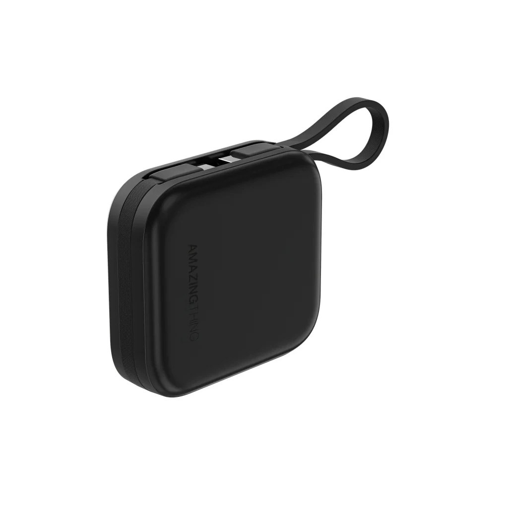 AmazingThing Thunder Go 10000mAh Power Bank Built-in 2 USB-C Cable - Black