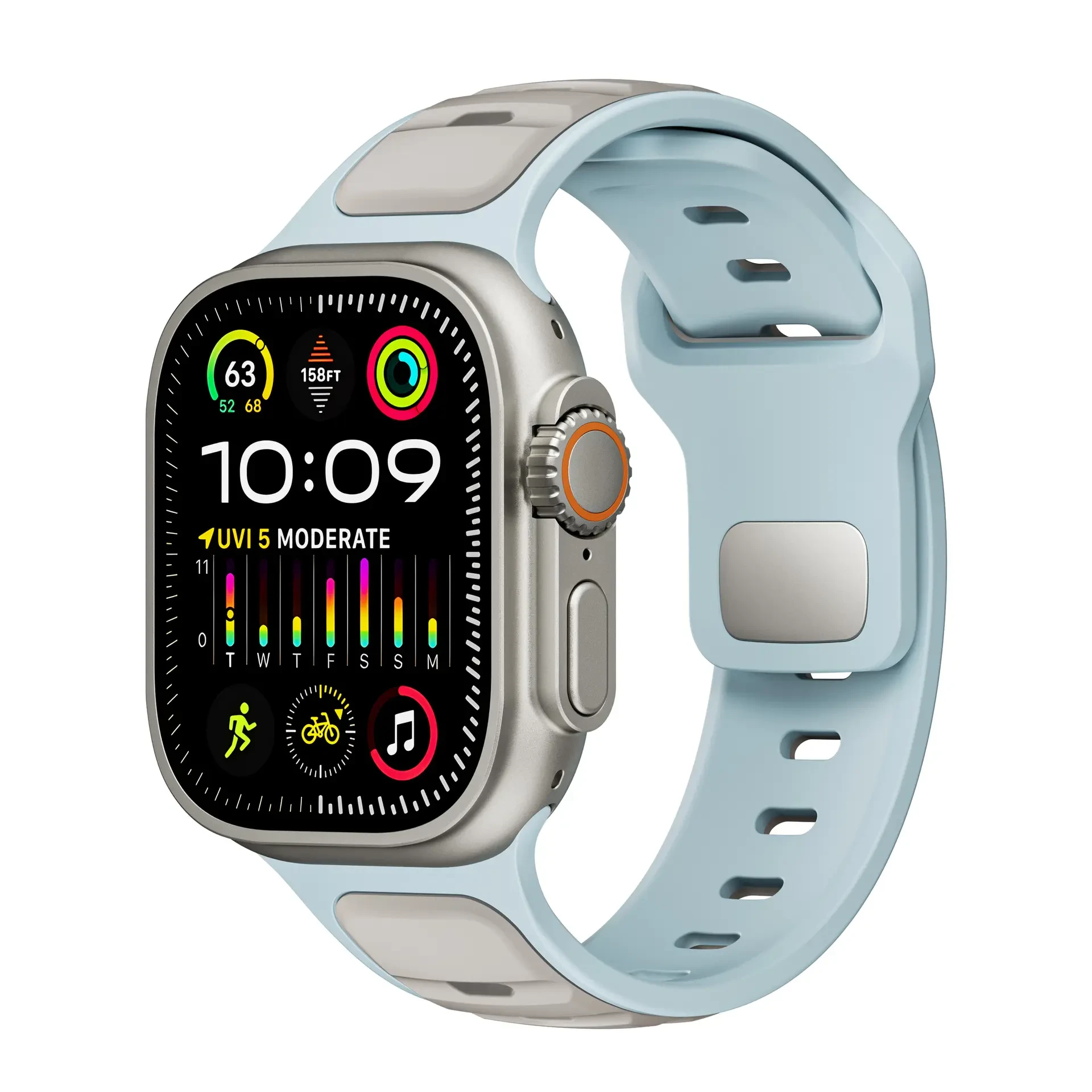 Dual-Tone Apple Watch Silicone Band 42/44/45/46/49MM - Light Blue/Beige