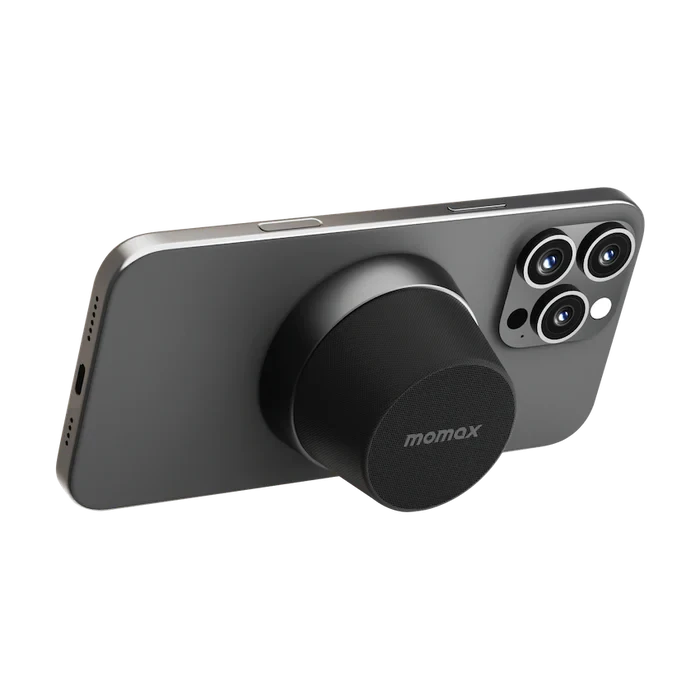 Momax 1-Vibe GO 2-in-1 Magnetic Wireless Speaker & Phone Stand - Black