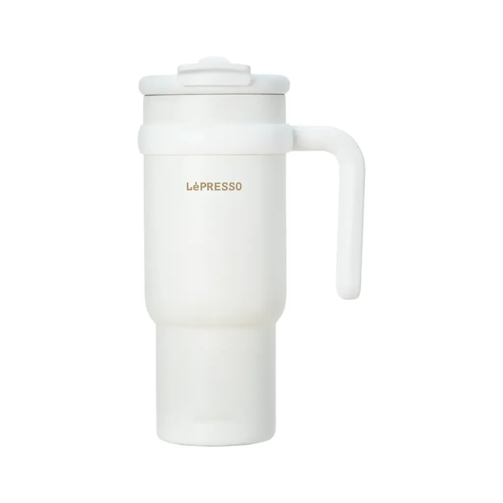 Lepresso Thermo Flask Insulated Mug with Stainless Straw 900ml - White