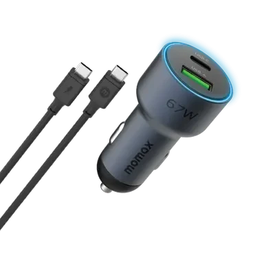 MOMAX MOVE 67W DUAL PORT CAR CHARGER+ 1MTR 100W C TO C