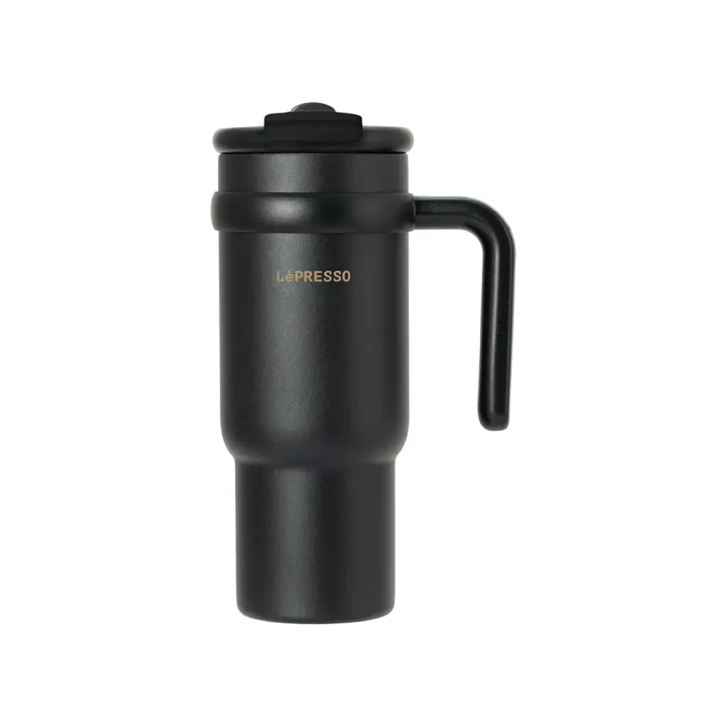 Lepresso Thermo Flask Insulated Mug with Stainless Straw 900ml - Black