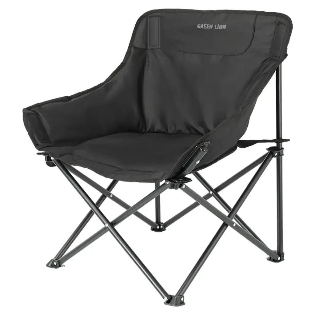 Green Lion Ranger Foldable Camping Chair with Carry Bag - Black
