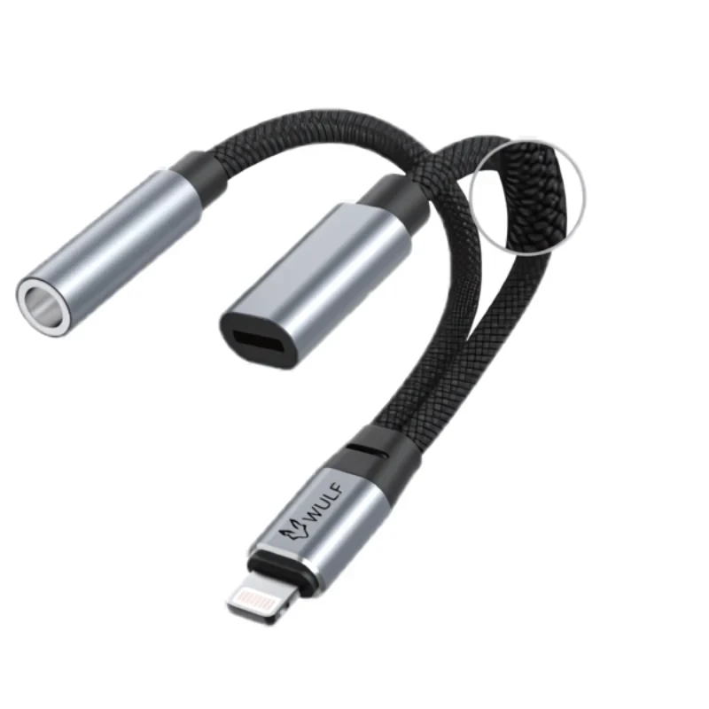 Wulf 2-in-1 Audio Adapter USB-C to 3.5mm Audio Adapter (W097) Black