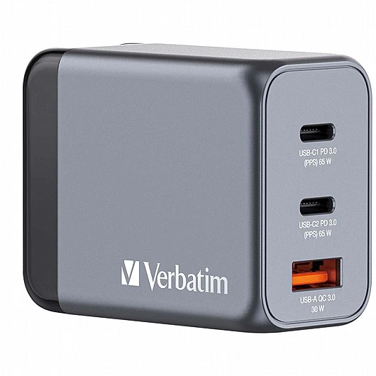 Verbatim GaN Charger 3 Ports 65W GNC-65- 32201