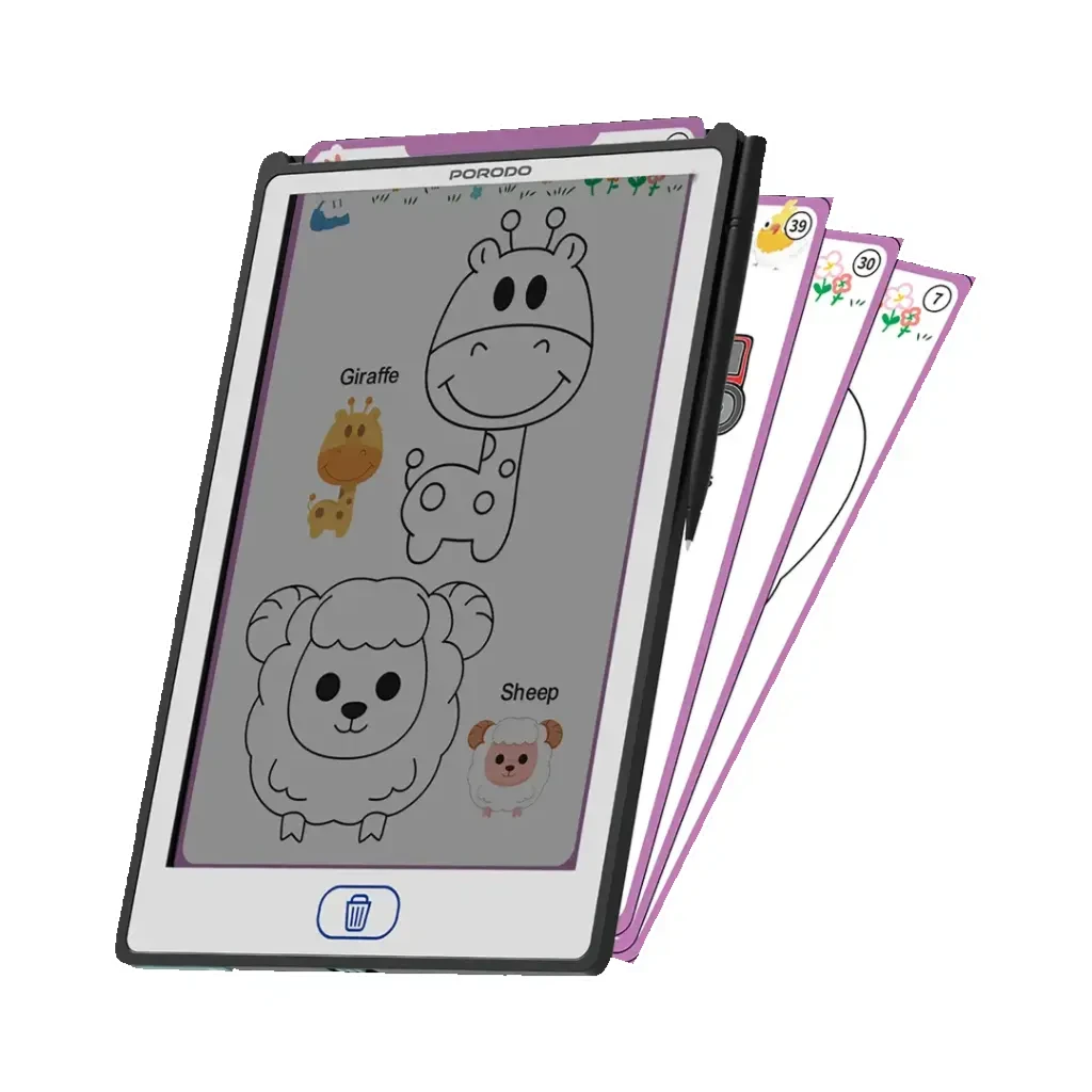 Porodo Kids 8.5 inch LCD Writing Tablet with Copy Cards (LFS082) Black