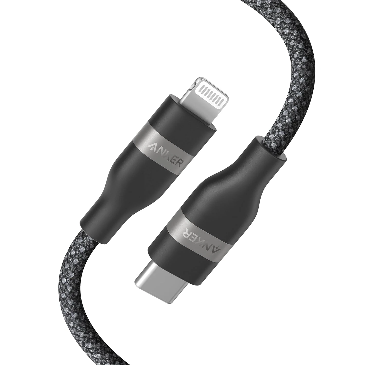 Anker USB-C to Lightning Cable (3ft, 60W, Upcycled-Braided) A82B2011 - Black