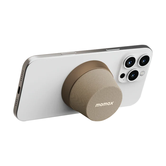 Momax 1-Vibe GO 2-in-1 Magnetic Wireless Speaker & Phone Stand - Sandstone