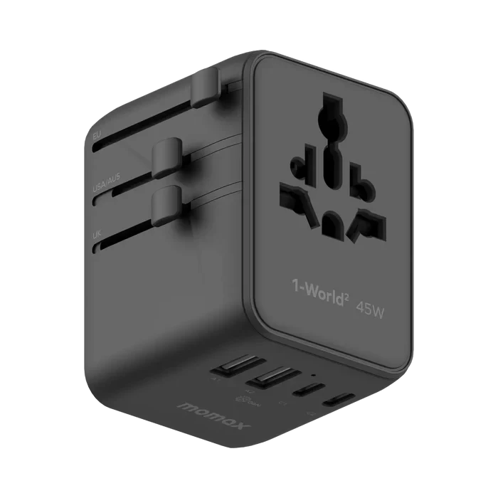 Momax 1-World 45W 5-Port Dual AC Travel Adapter (UA31) Black