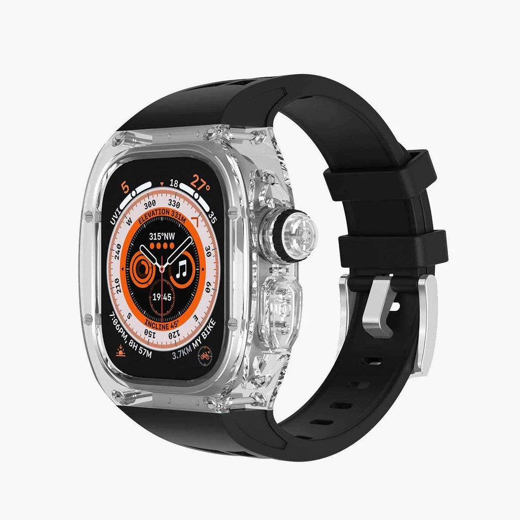 Green Lion La Royal Silicone Strap Case for Apple Watch 49mm - Transparent Black