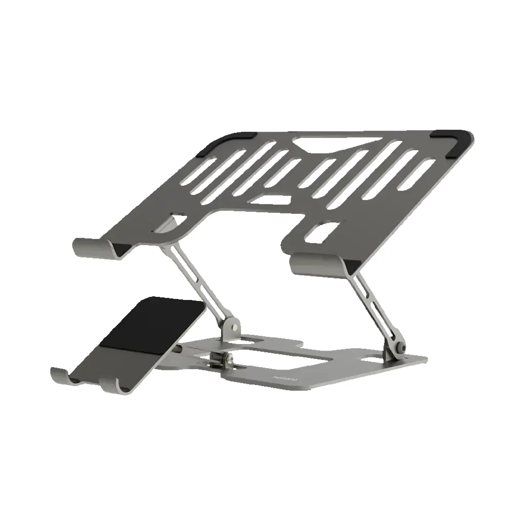 Porodo 2-in-1 Adjustable and Foldable Laptop with Phone Stand - Silver