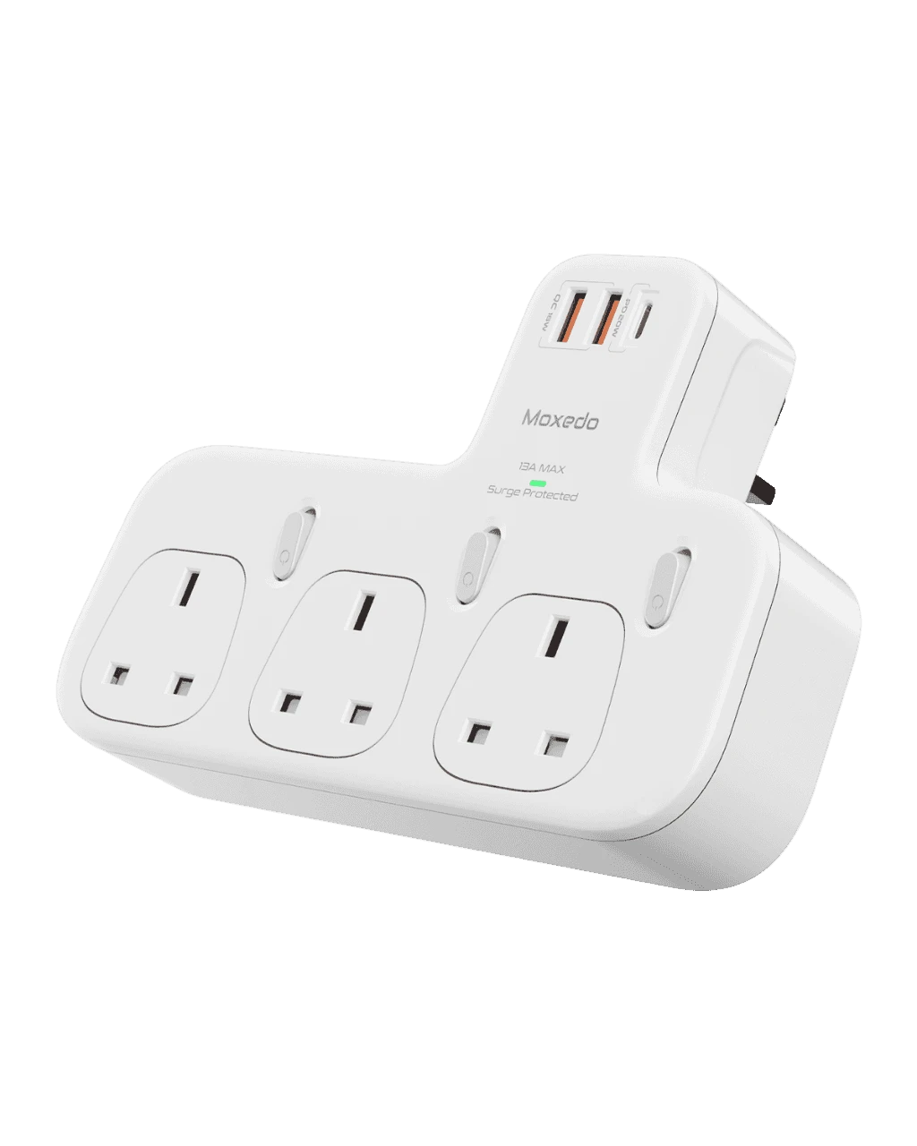 Moxedo 6 in 1 Multi-Plug+ Power Extension Adapter (MX-C046) White