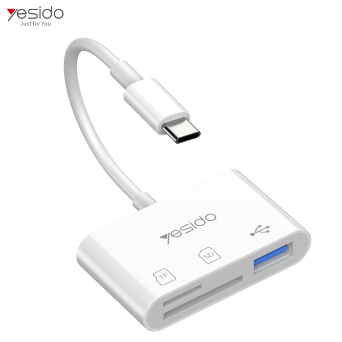 Yesido USB-C to USB 3.0 + SD + TF Card OTG Adapter (GS16) White
