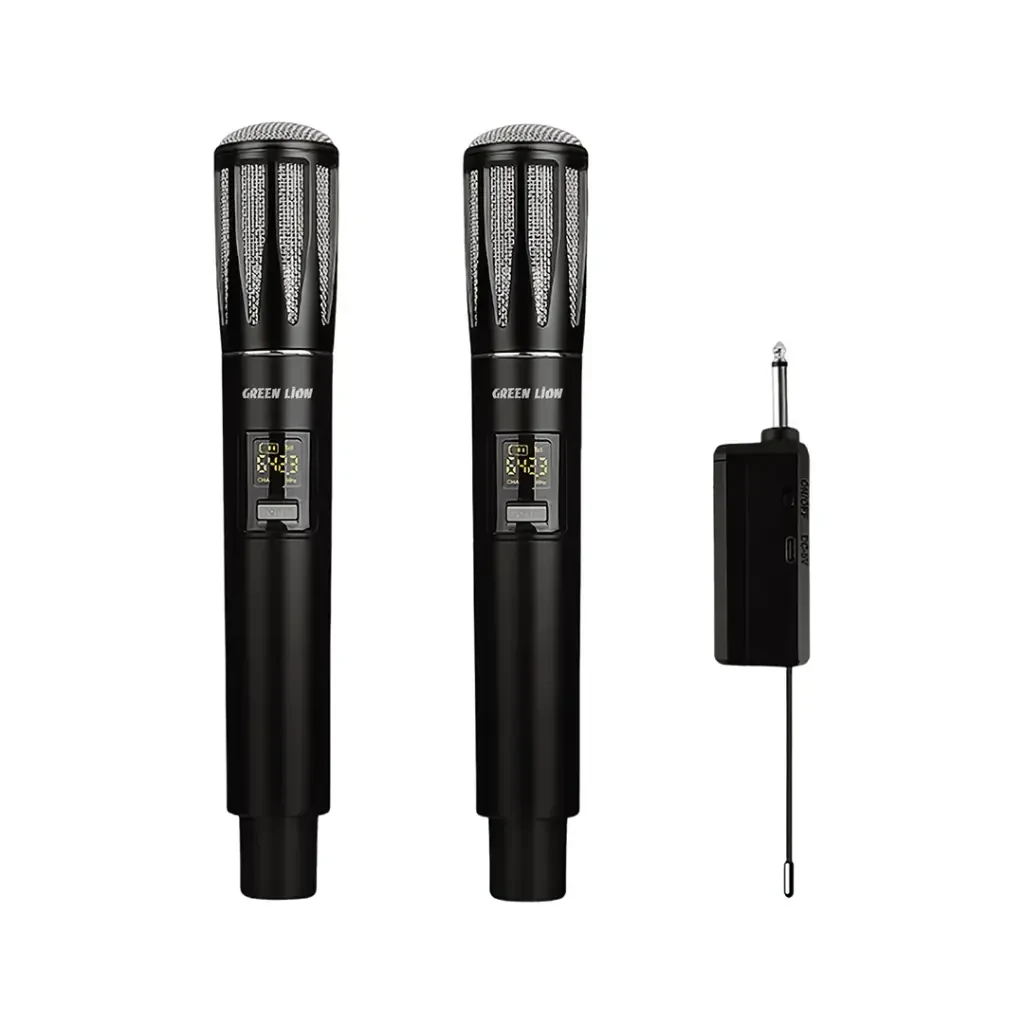 Green Lion Wireless Dual Mic - Cordless Microphones (GL-MIC7) Black