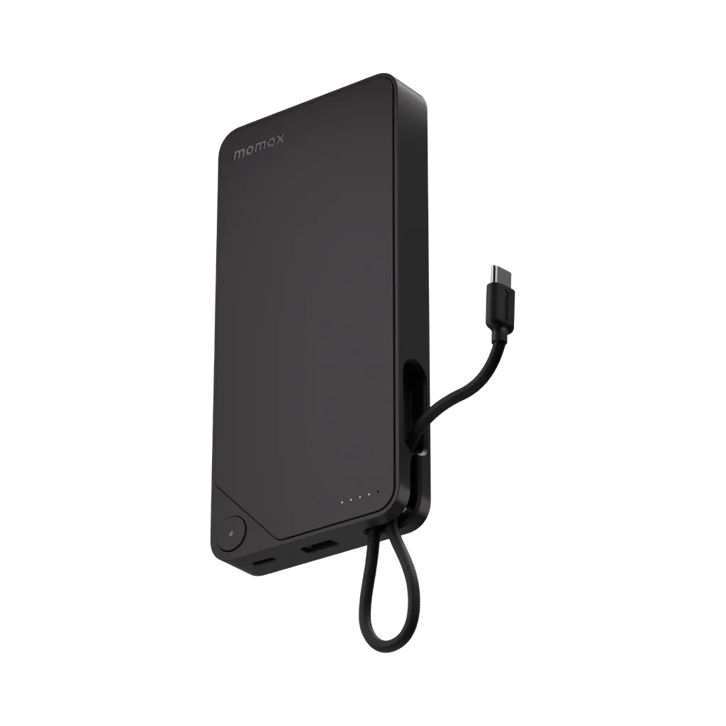 Momax 1-Power X Battery Pack (20000mAh) with Built-in USB-C Cable -Black