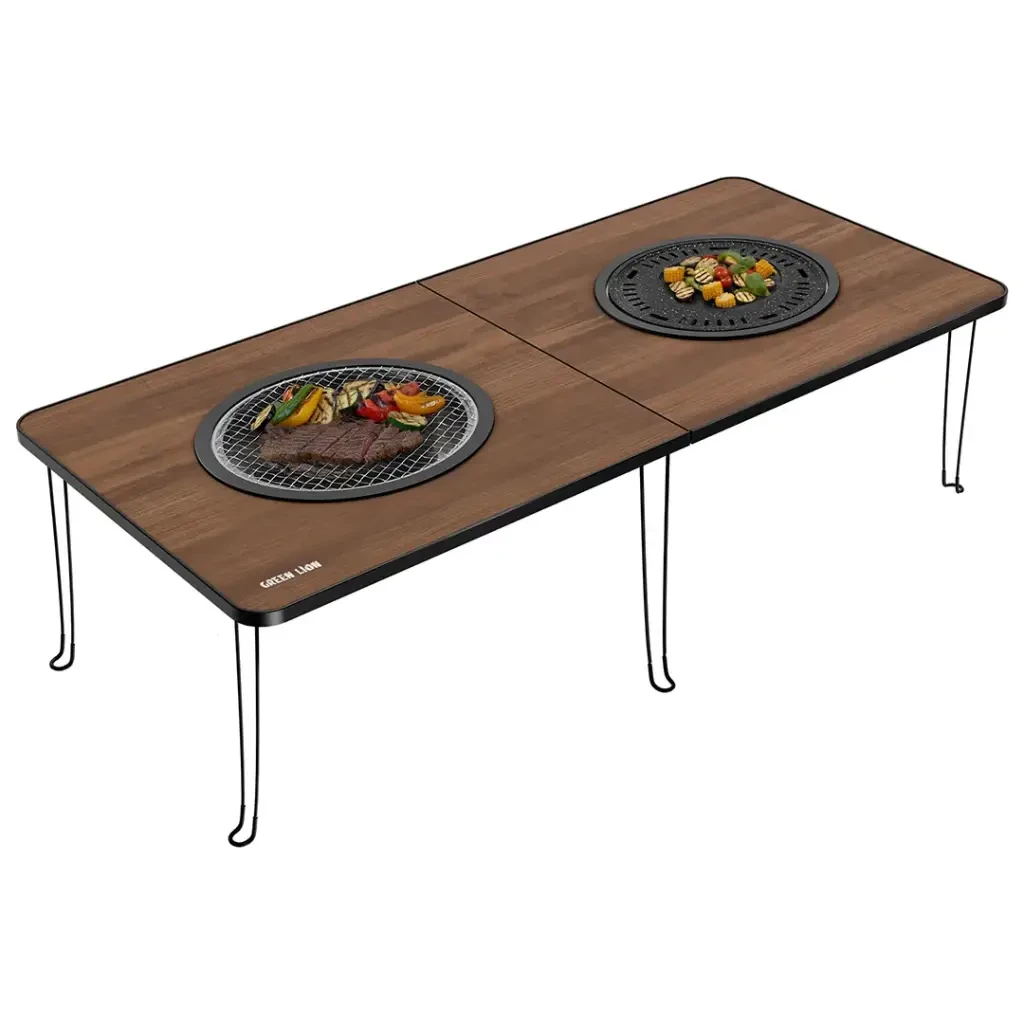 Green Lion Fold Grill Mate Camping BBQ Table (GL-BBQ2) Wood