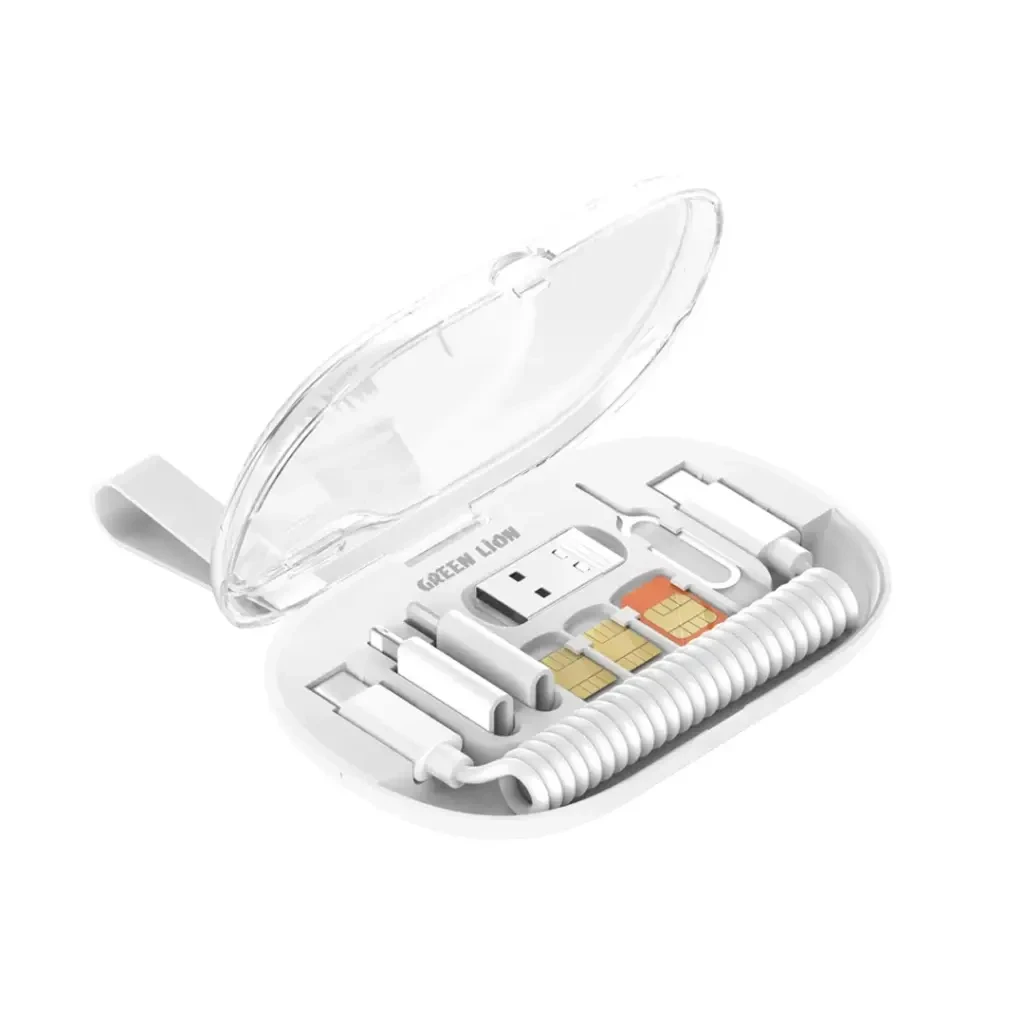 Green Lion 6 in 1 Multi-Function Charging Cable Travel Kit (GNMLDTCBSETWH) White