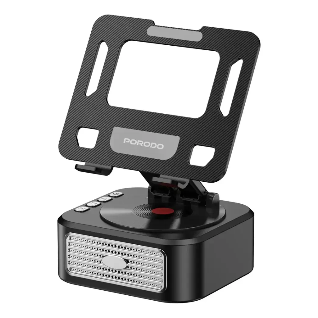 Porodo Multifunctional Tablet Speaker Stand with Power Bank (LFS175) Black