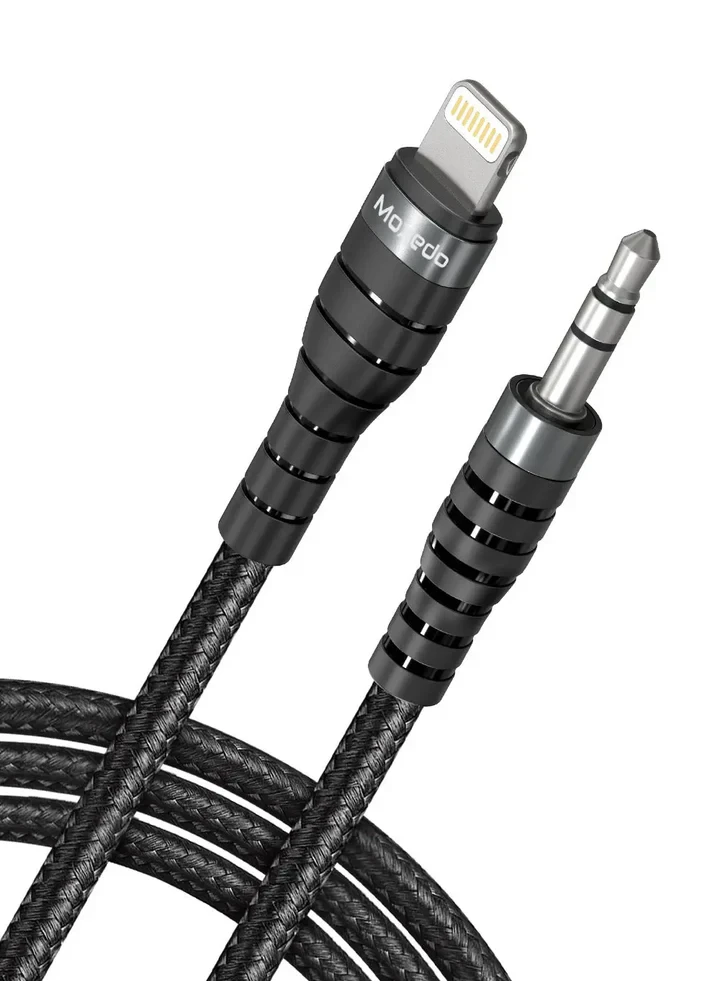 Moxedo Lightning to 3.5mm AUX Braided Audio Cable 1.2M (MX-AUX035-L) -Black