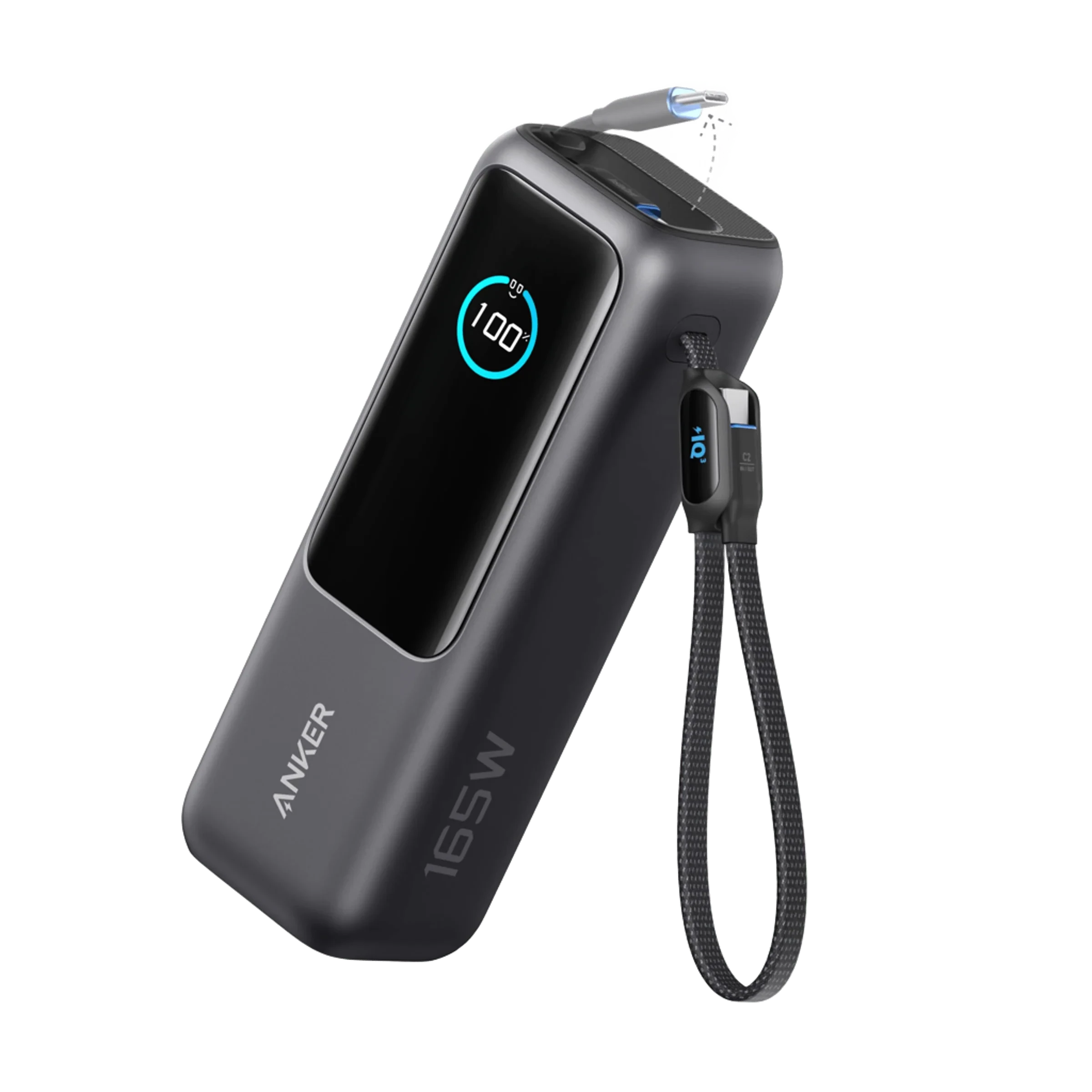 Anker Zolo Power Bank 25K 165W Built-in and Retractable Cables (A1695P11) Black