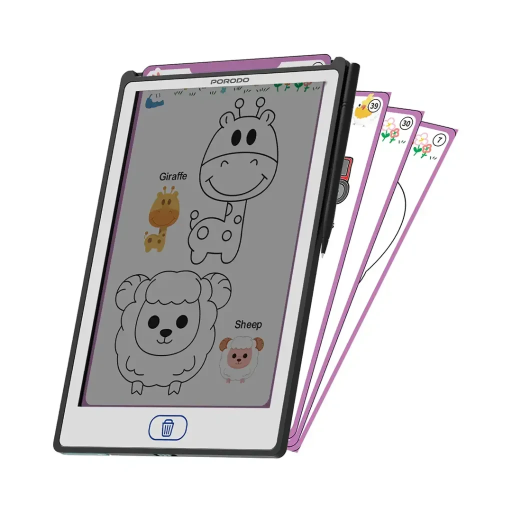 Porodo Kids 8.5 inch LCD Writing Tablet with Copy Cards (LFS082) Black