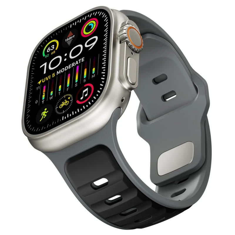 Dual-Tone Apple Watch Silicone Band 42/44/45/46/49MM - Dark Grey/Black