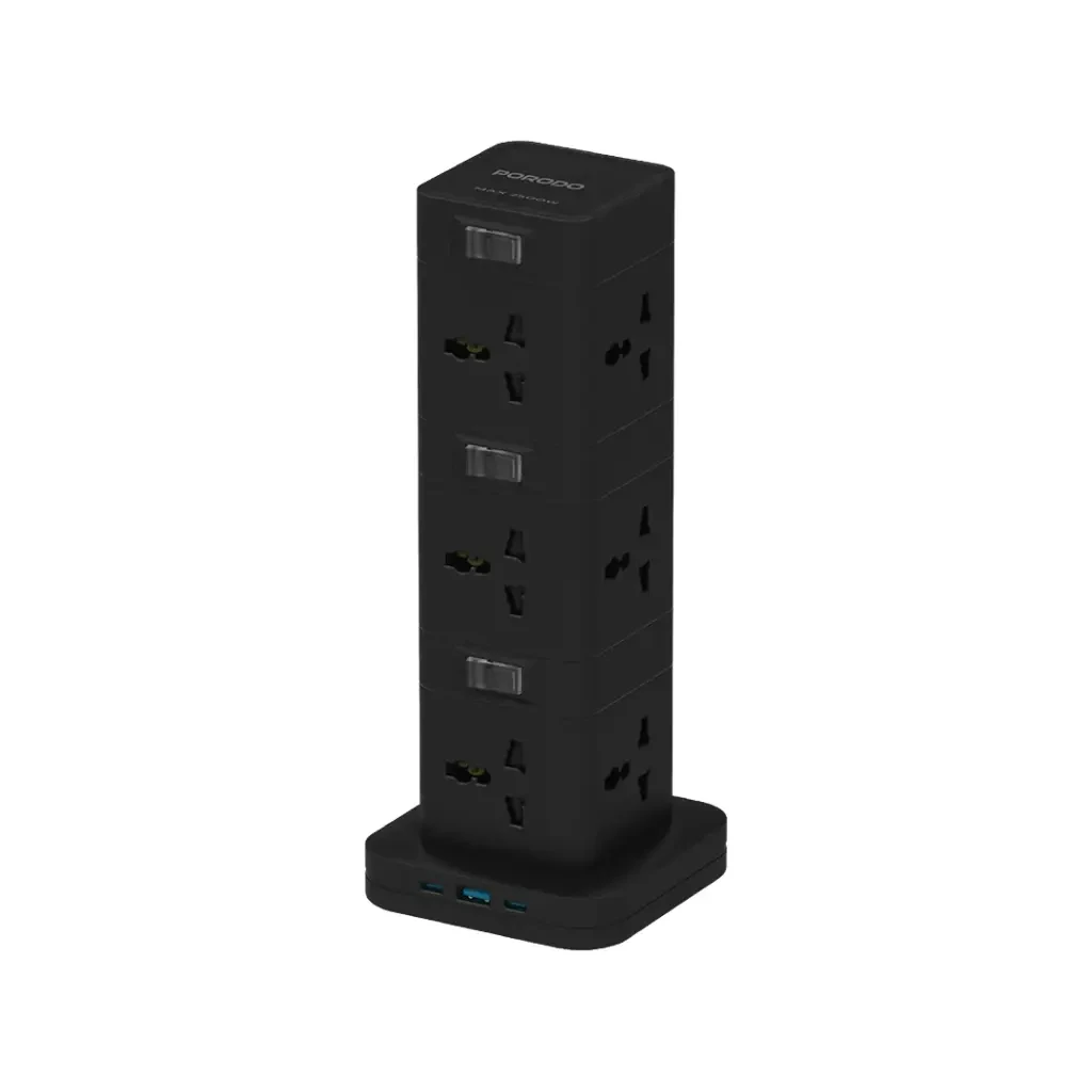 Porodo Three-Storey 12 AC Power Hub (FWC042) Black