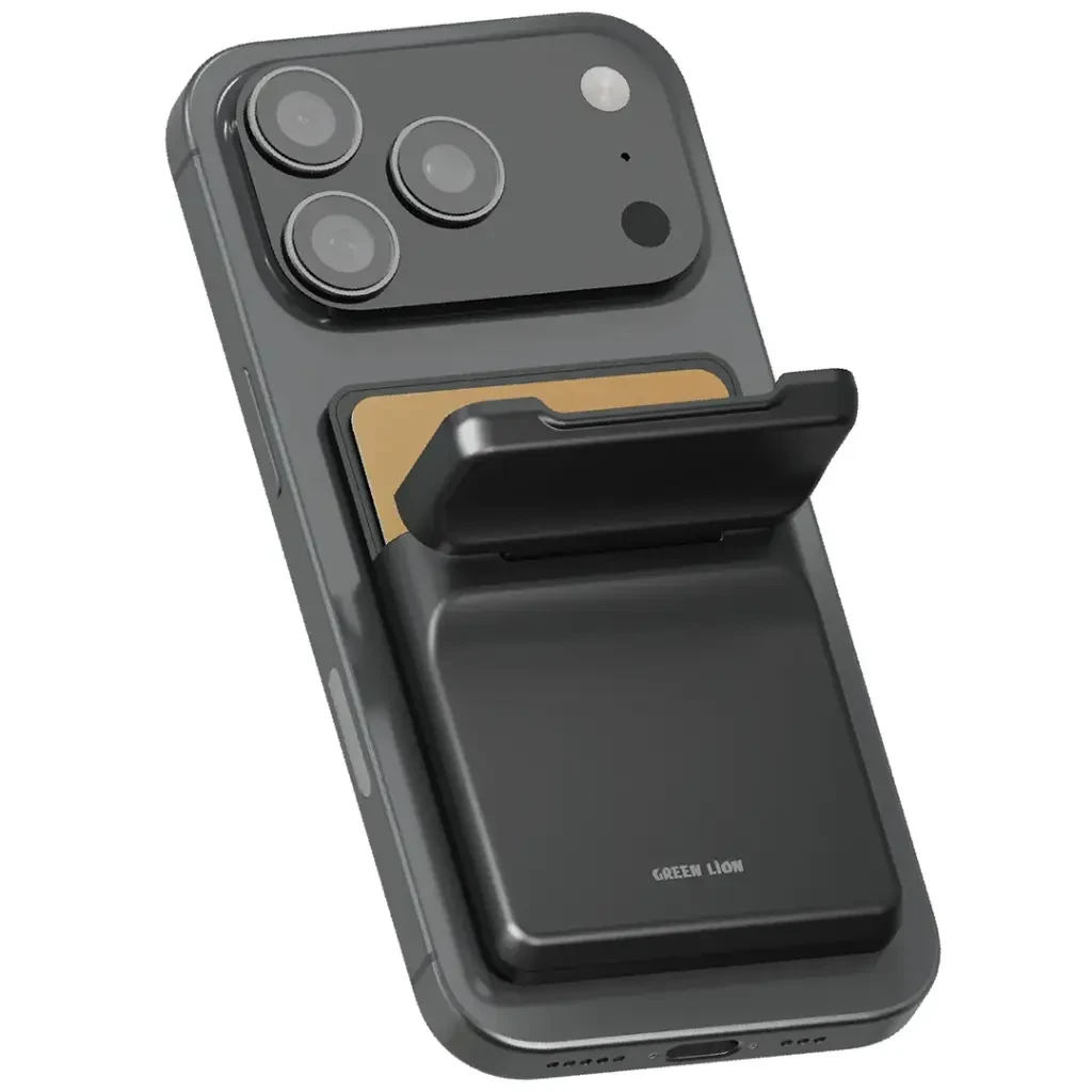 Green Lion W3-MagSafe Wallet with Card Holder - Flip-Out Kickstand (GX-54) Black