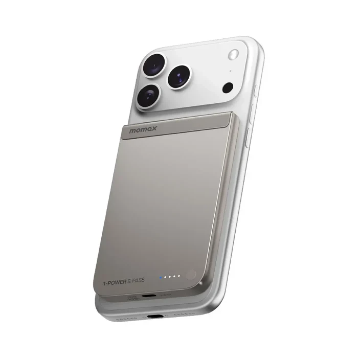 Momax 1-Power S.Pass 5000mAh Ultra-Slim Magnetic Wireless Power Bank (IP161Q2) Titanium