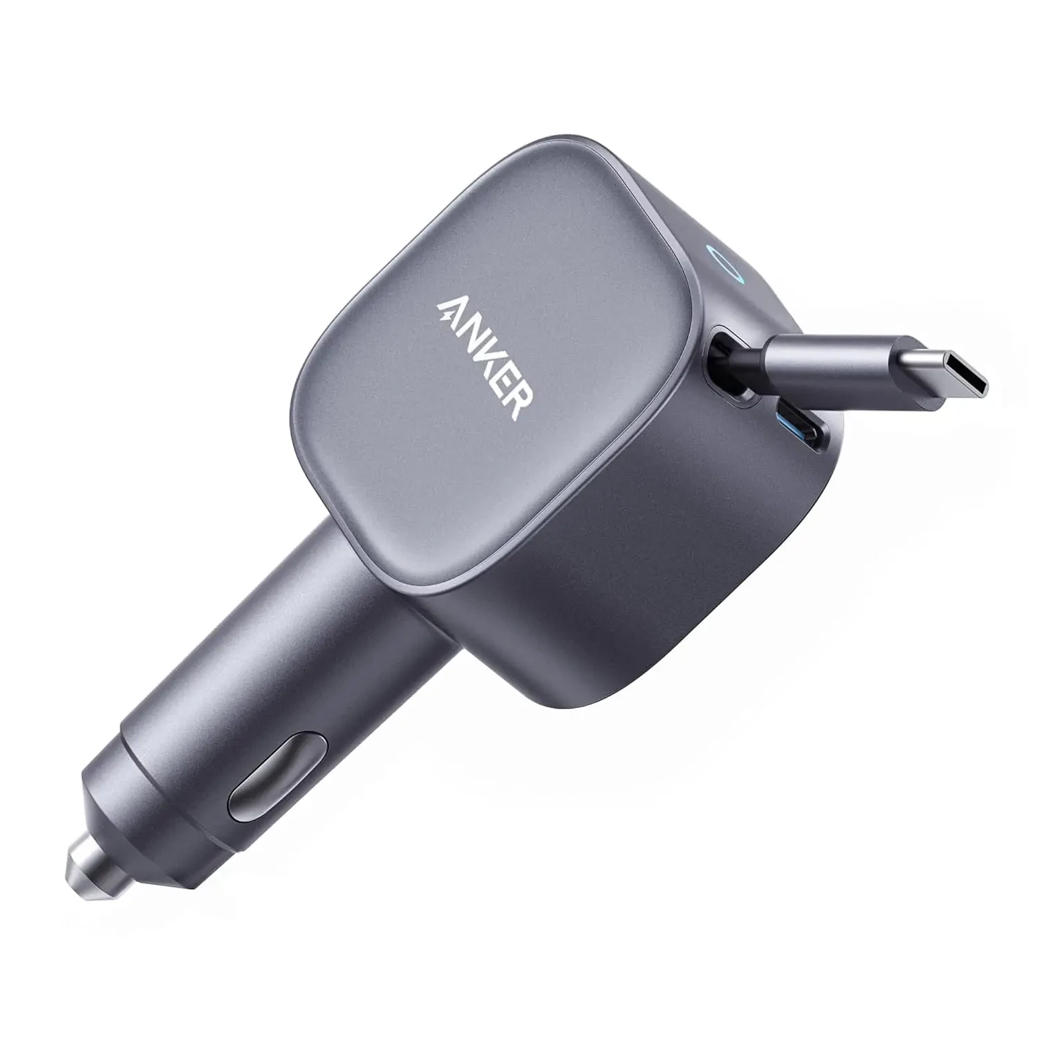 Anker Nano Car Charger (75W, USB-C Port, Built-in Retractable USB-C Cable) A2738HA2)