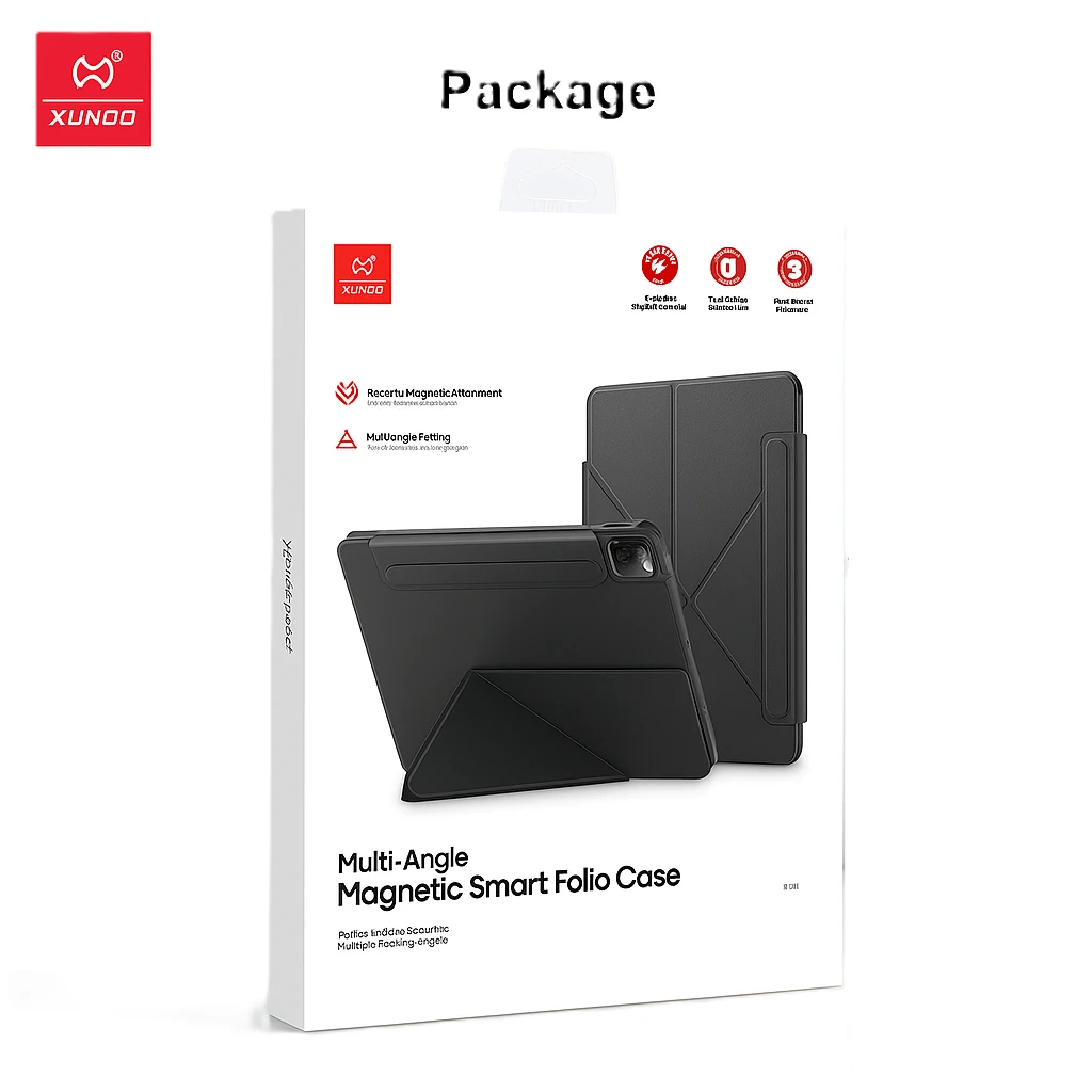 XUNDD Magnetic Smart Folio Case iPad 10.9 (2022) A16 (2025) - Black