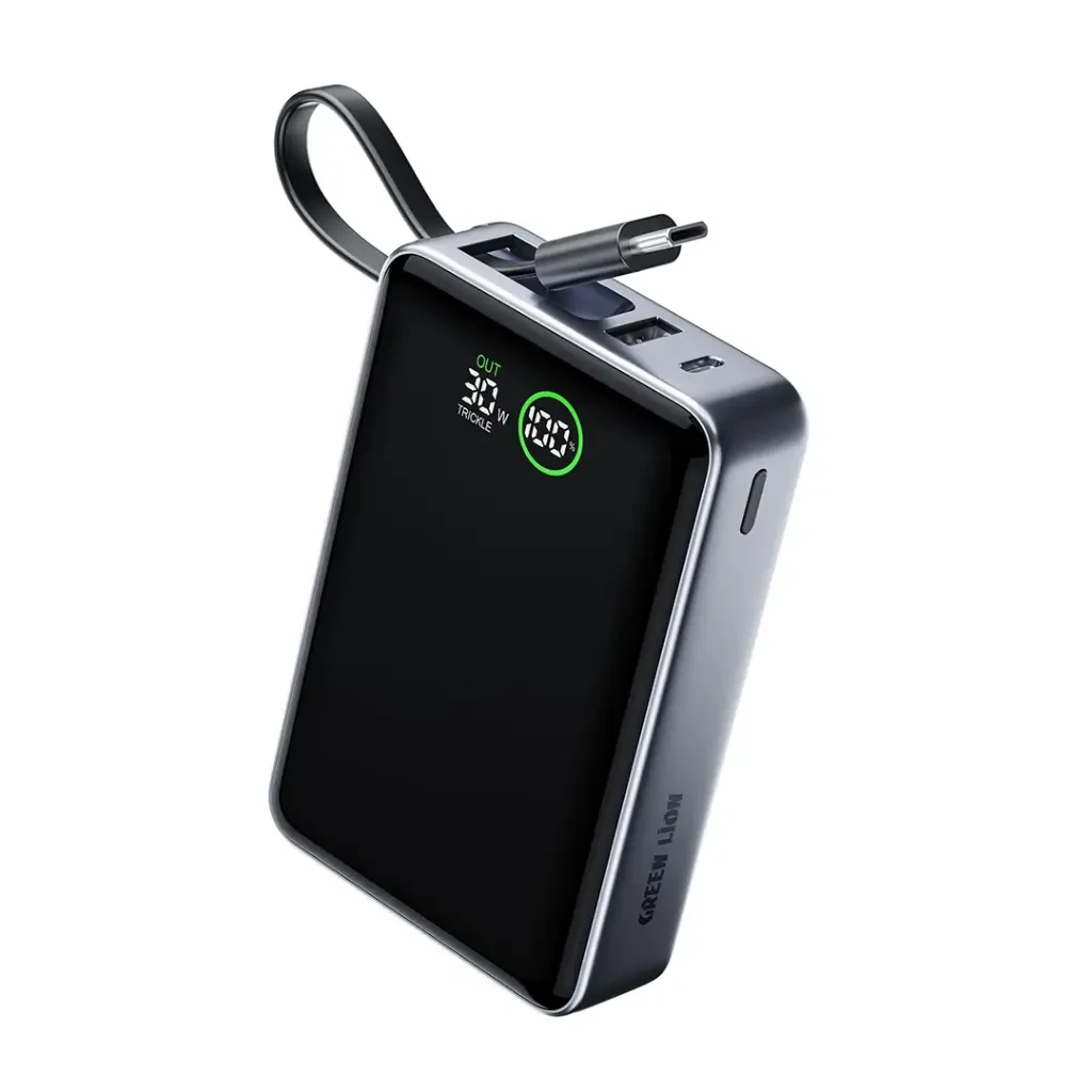 Green Lion Madrid 20 Power Bank 20000mAh With Built-in Type-C Cable (GL-PX32) Grey