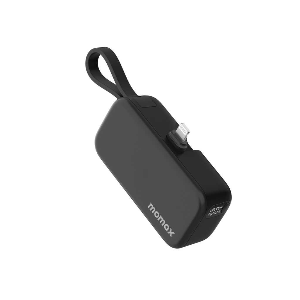 Momax 1-Power Mini 5000mAh 3IN1 Power Bank With Lightning Plug - Black