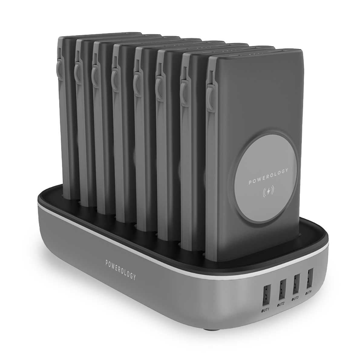 Powerology 10,000mAh 8 in 1 Power Bank Charging Dock - Black 