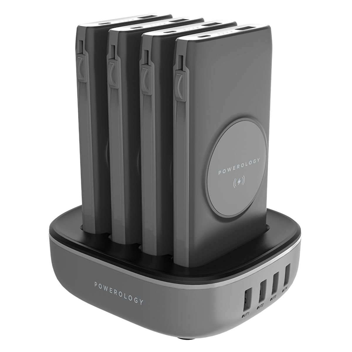 Powerology 10,000mAh 4 in 1 Power Bank Charging Dock - Black