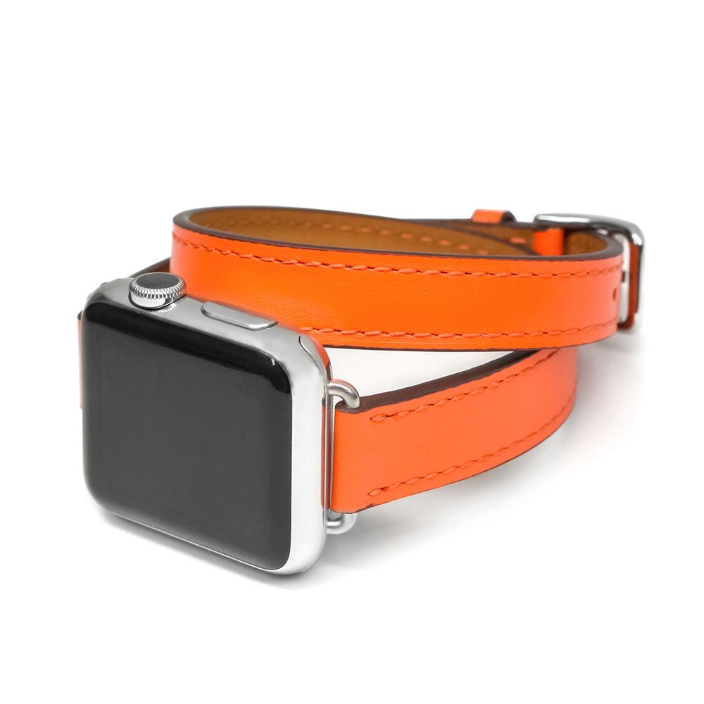 Qatari Cases Double Tour Apple Watch Cow Leather Strap 38mm40mm41mm - Orange