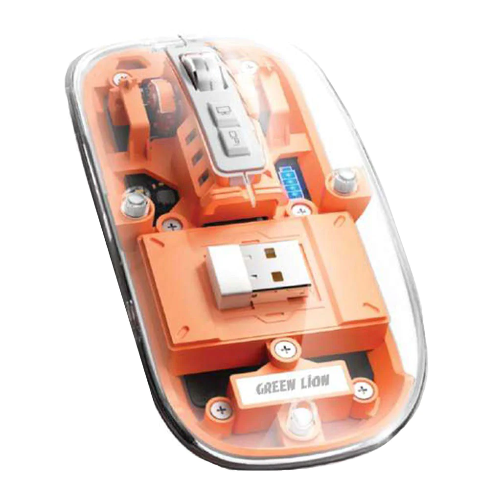 Green Transparent Mouse 2400DPI 400mAh - Orange