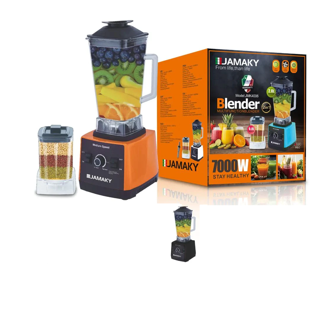 Jamaky blender 2 in 1 Blender 7000W - 2.0L & 0.8L Capacity - Black