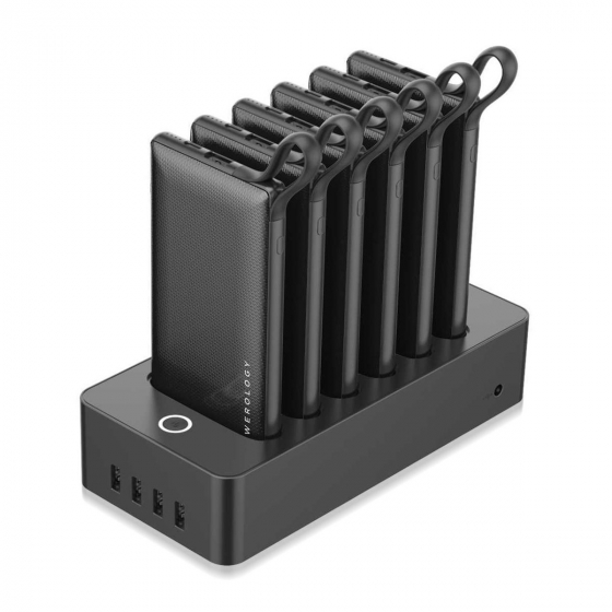 Powerology 10,000mAh 6 in 1 Power Bank Charging Dock - Black