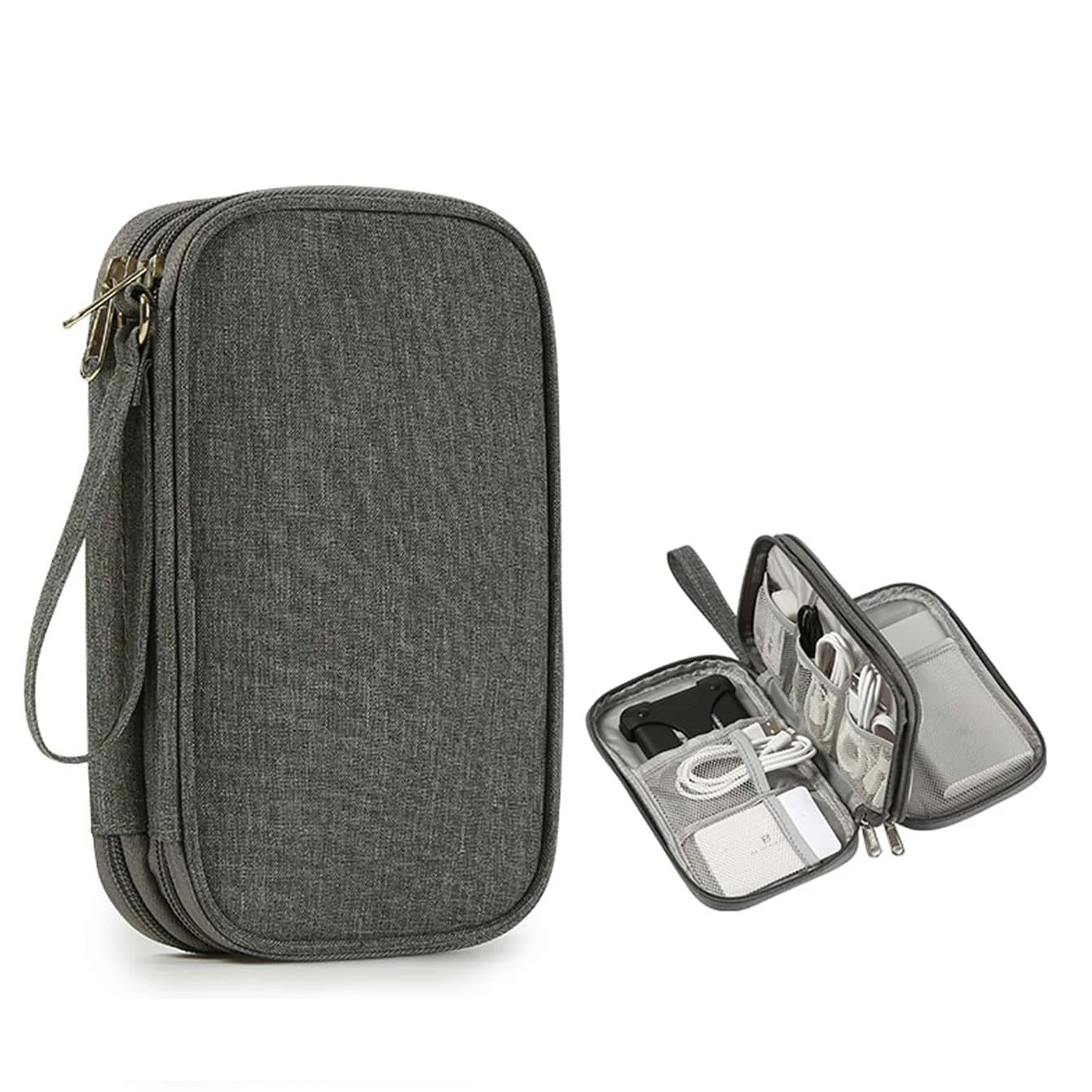 Travel Mobile Accessories Fabric Small Bag - Gray